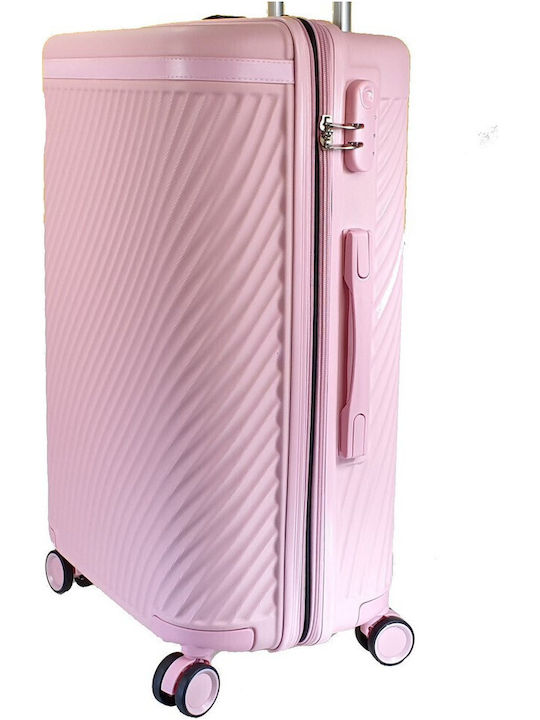Forecast LSDQ-04 Large Hard Pink Suitcase With 4 Wheels Height 75cm