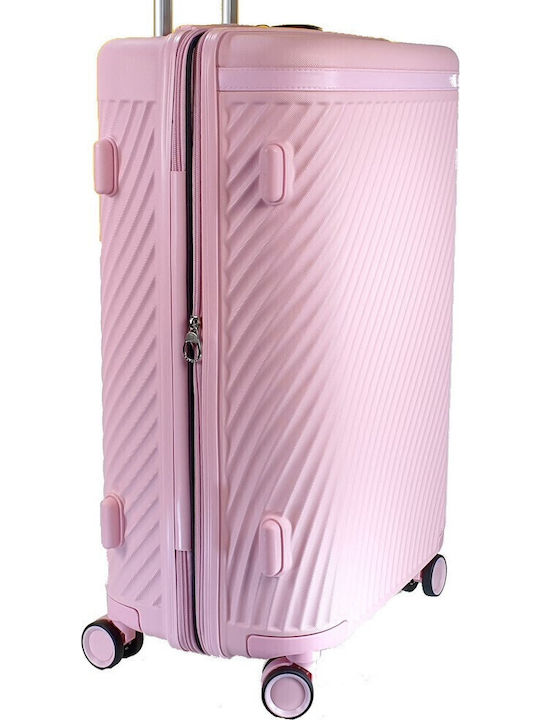 Forecast LSDQ-04 Large Hard Pink Suitcase With 4 Wheels Height 75cm