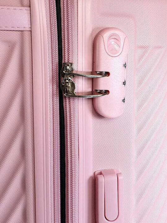 Forecast LSDQ-04 Large Hard Pink Suitcase With 4 Wheels Height 75cm