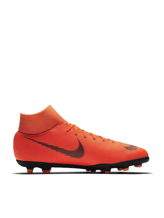 Nike Mercurial Superfly VI Club High Football Shoes with Cleats Total Orange / Black / Volt