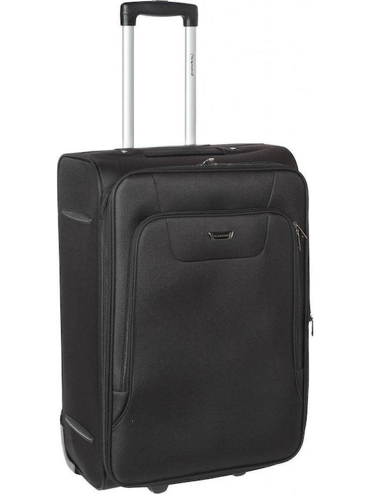 Diplomat Medium Fabric Black Suitcase With 2 Wheels Height 61cm