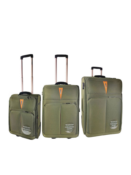 Diplomat The Venice Collection Fabric Suitcases Green Max Height 71cm with 2 Wheels Set of 3