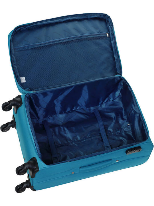 Diplomat Small The Quattre Collection Cabin Fabric Turquoise Suitcase With 4 Wheels Height 55cm