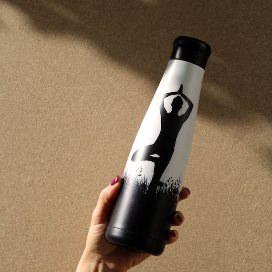 Woodway Yoga Μπουκάλι Θερμός Ανοξείδωτο 550ml Μαύρο