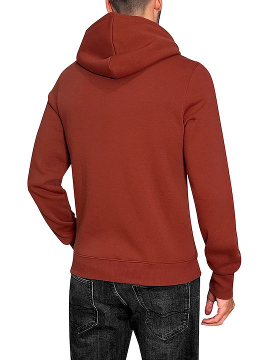 3Guys Maurice Herren Sweatshirt Jacke mit Kapuze und Taschen Rot