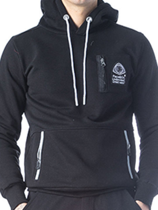 Paco & Co Men's Sweatshirt with Hood and Pockets Black