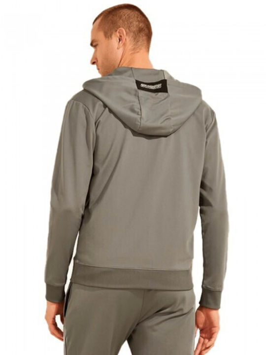 Guess Men's Sweatshirt Jacket with Hood and Pockets Gray