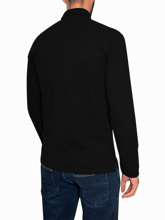 3Guys Rοy Men's Long Sleeve Blouse Polo Black