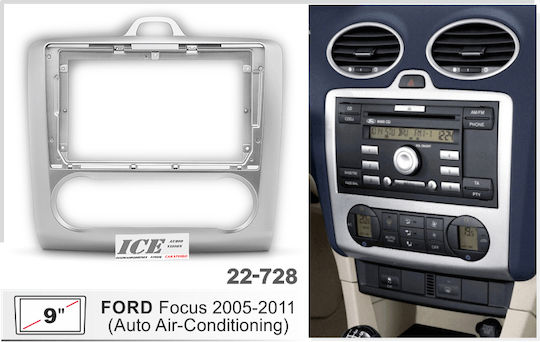 DIN-Verkleidungsplatten 2 Din Kompatibel mit Bildschirm 9" für Ford Focus 2005-2011