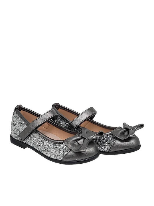 Kids Ballerinas with Hoop & Loop Closure Silver