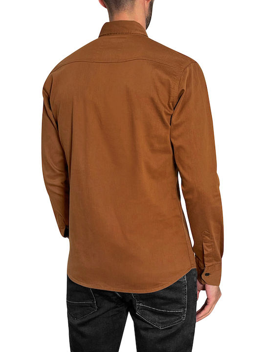 3Guys Leroy Men's Shirt Long Sleeve Brown