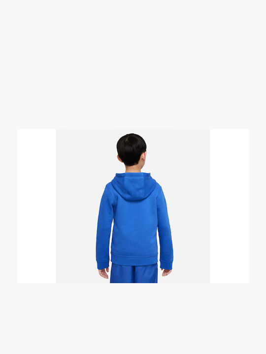 Nike Fleece Kids Sweatshirt with Hood and Pockets Blue Sportswear