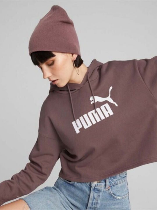 Puma Cropped Γυναικείο Φούτερ με Κουκούλα Μπορντό