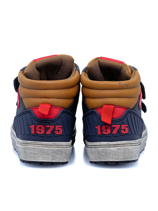 Anatomical Leather Kids Boots with Velcro Navy Blue