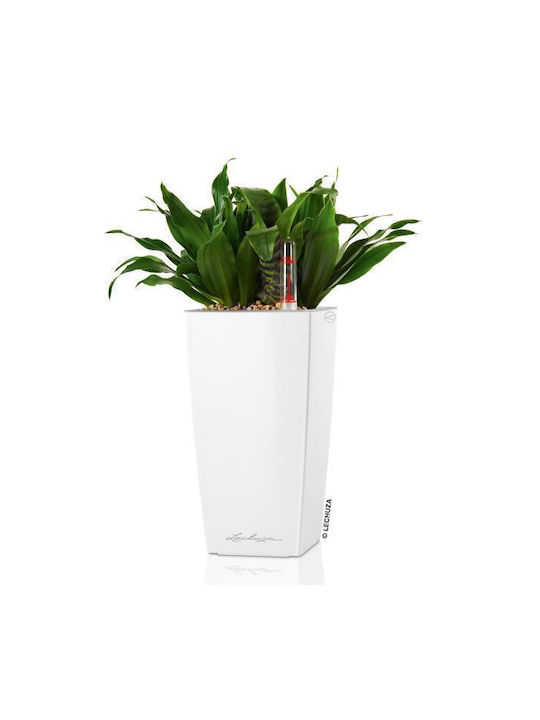 Lechuza MINI-CUBI Flower Pot Self-Watering 9.5x18.5cm White Gloss 18120