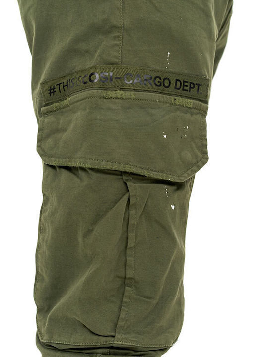 60 Matteo Trousers Cargo Elastic in Loose Fit Khaki