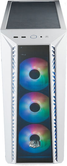 CoolerMaster MasterBox 520 Mesh ARGB Gaming Midi Tower Κουτί Υπολογιστή με Πλαϊνό Παράθυρο Λευκό