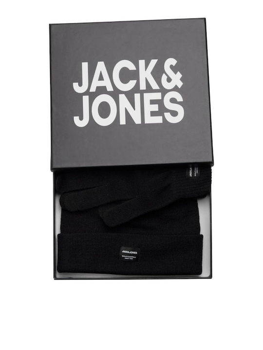 Set with Beanie Knitted in Black color