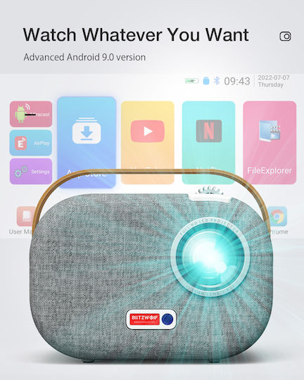 BlitzWolf V2 Mini Projector DLP Full HD Λάμπας LED με Wi-Fi και Ενσωματωμένα Ηχεία POAS794874