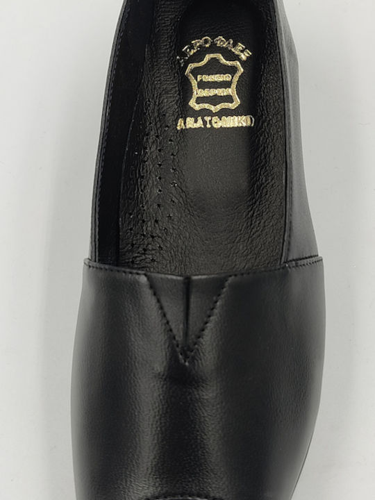 Leather Women's Moccasins in Black Color