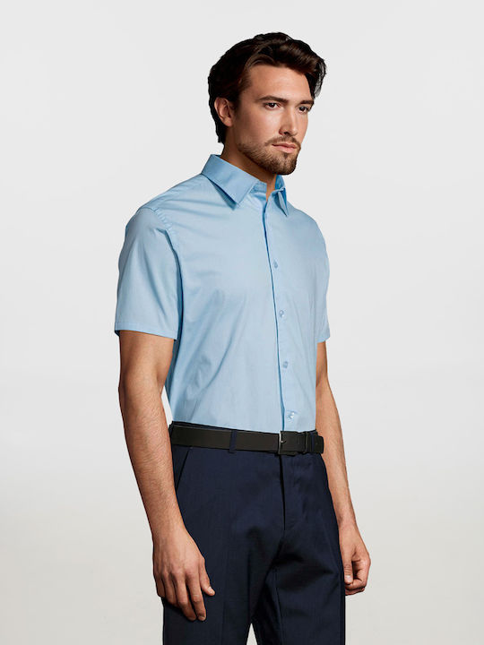 Broadway Short-sleeved Cotton Shirt Light Blue