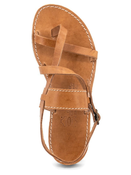 55 Leather Women's Flat Sandals in Beige Color