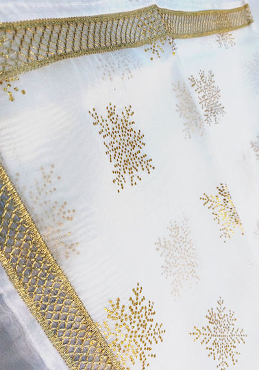JK Home Decoration Χριστουγεννιάτικο Τραπεζομάντηλο Υφασμάτινο Νιφάδες 145x145εκ.
