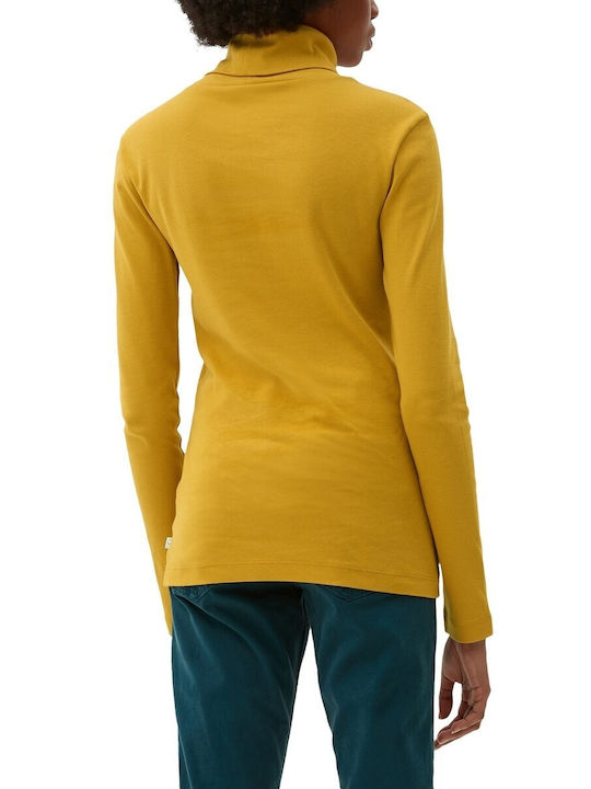 S.Oliver Women's Blouse Cotton Long Sleeve Turtleneck Yellow
