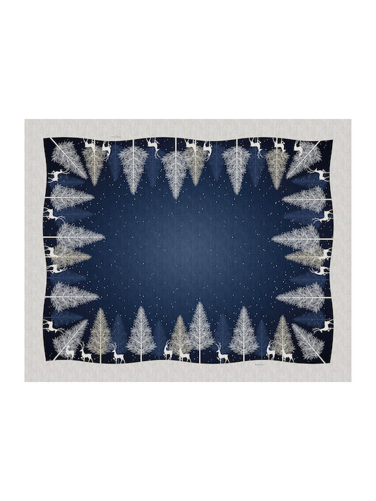 Saint Clair Christmas Stain-resistant Tablecloth Fabric Blue L145xW145cm.