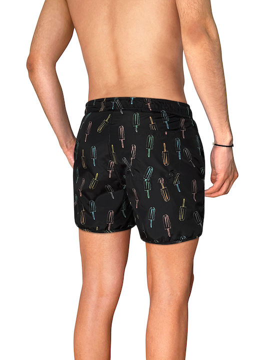 3Guys Ice Cream Herren Badebekleidung Shorts Schwarz mit Mustern