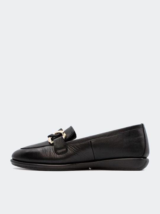 Leather Women's Loafers in Black Color
