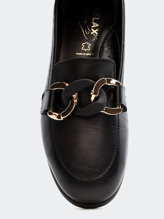 Leather Women's Loafers in Black Color