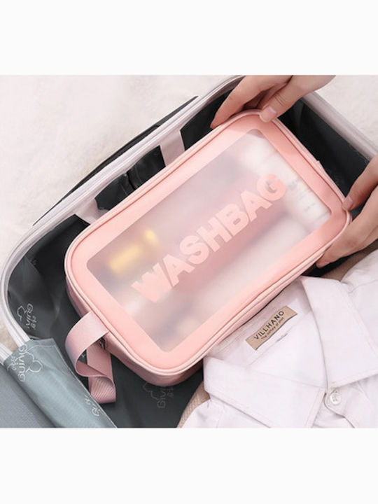 Toiletry Bag 085 Pink with Transparency 27cm