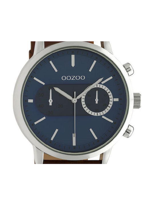 Oozoo Timepieces Men's Watch 50mm Chronograph Battery with Brown Leather Strap