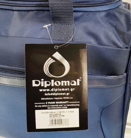 Diplomat Sack Voyage Back 46lt Navy Blue with Wheels Fabric