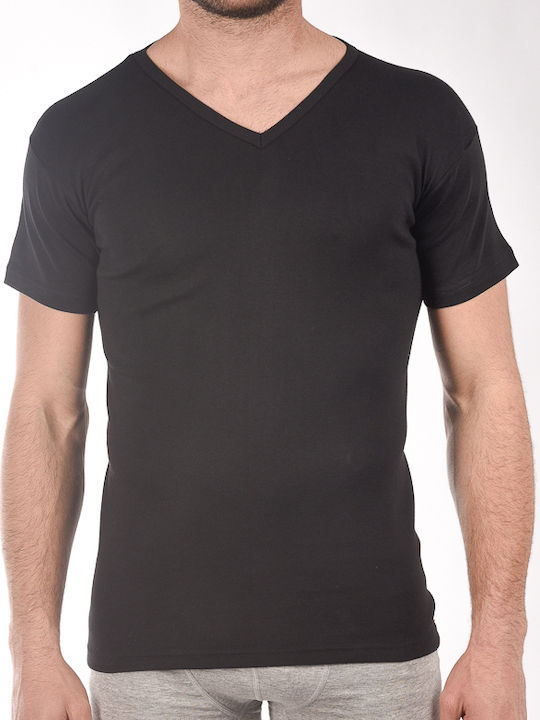 Men's Undershirt Short-sleeved in Black Color