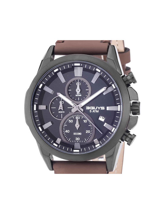 3Guys Watch Battery with Brown Leather Strap