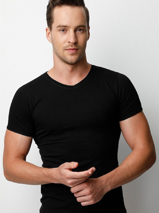 Men's Undershirt Short-sleeved in Black Color