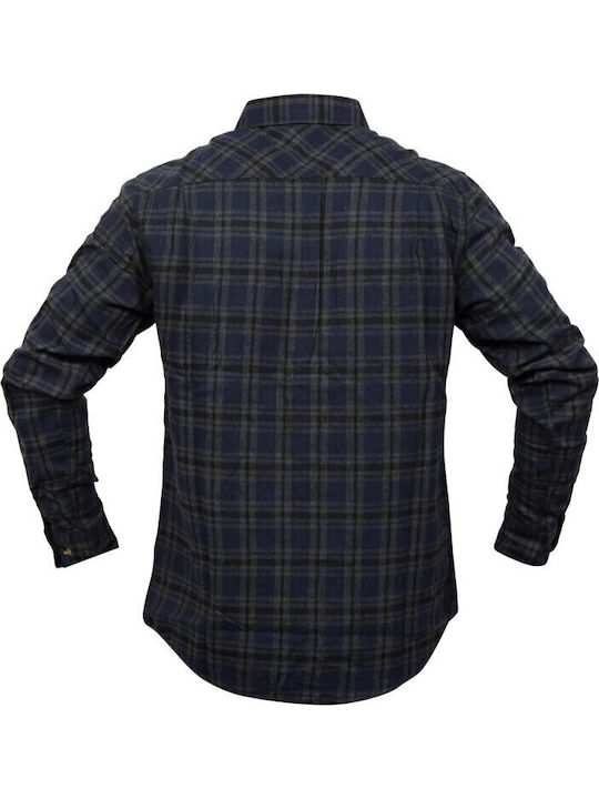 Langärmlig Flanell Hemd Geprüft Marineblau