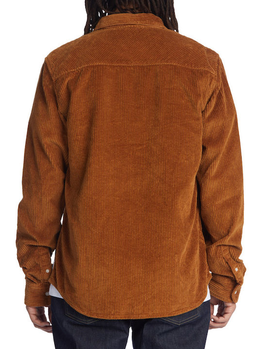 DC The Burough Men's Shirt Overshirt Long Sleeve Corduroy Brown