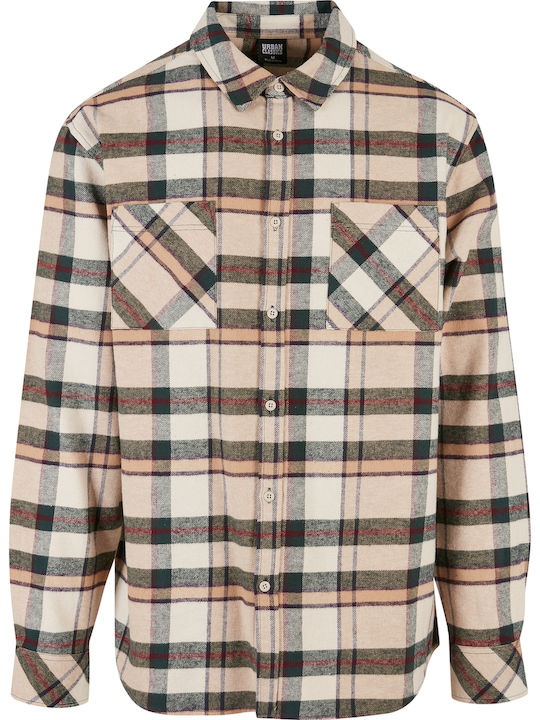 Μακρυμάνικo Φανελένιο Overshirt Καρό Soft Sea Grass / Bottle Green