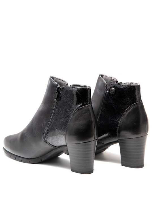 Pitillos Leather Women's Ankle Boots with Medium Heel Black