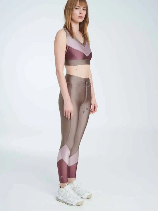 Nora Γυναικείο Αθλητικό Crop Top Αμάνικο με V Λαιμόκοψη Χρυσό Χρυσό