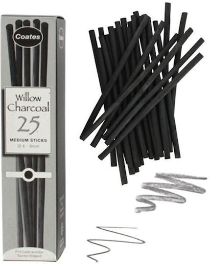 Coates English Willow Κάρβουνο Ζωγραφικής 25τμχ