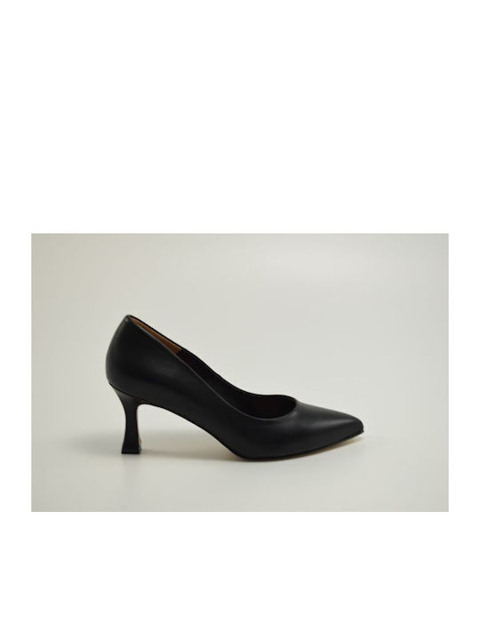 Toutounis Leather Pointed Toe Black Heels