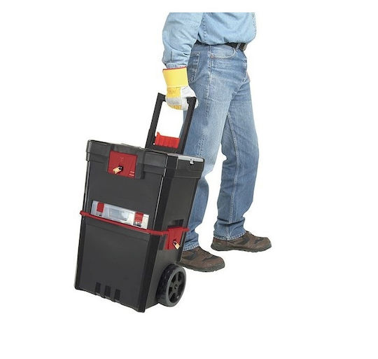 Keter Wheeled Plastic Tool Carrier 2 Slot with Toolbox W42xD29xH62.5cm Hammer Mastercart