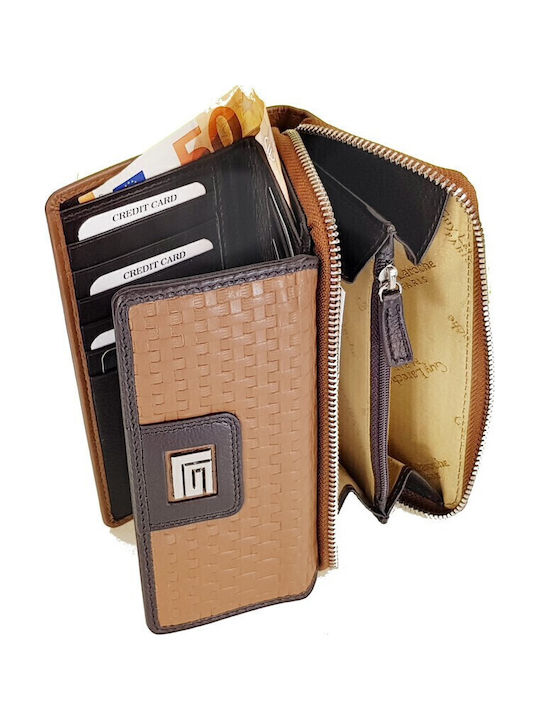Large Leather Women's Wallet Classic Tabac Brown