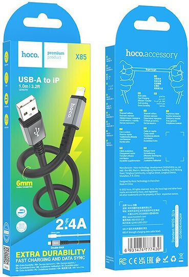 Hoco X85 USB-A to Lightning Cable Black 1m