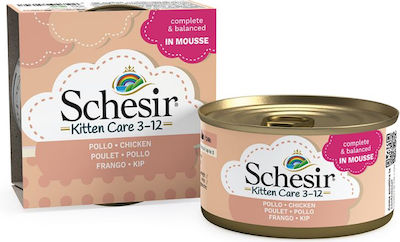 Schesir KItten Care 3-12 Nasses Katzenfutter für Katze in Dose mit Huhn 85gr 55061408