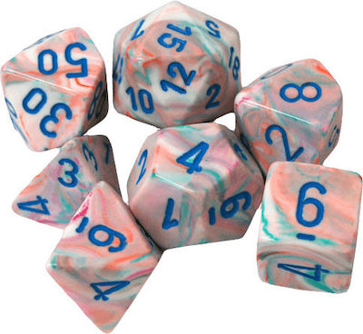 Chessex Festive Polyhedral Dice Pop Art/Blue 7pcs 27544